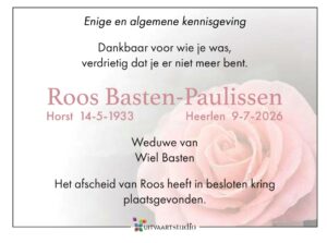 Roos Basten overleden